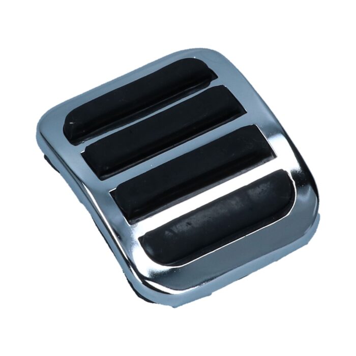 Brake or clutch pedal cover, chrome/black rubber, each - Image 1