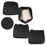 Stoelbekledingset voor, zwart, mandgeweven (verticale naden)