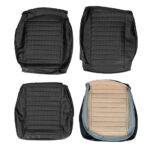 Seat cover set front, black - walkthrough, Square weave (horizontal seams)